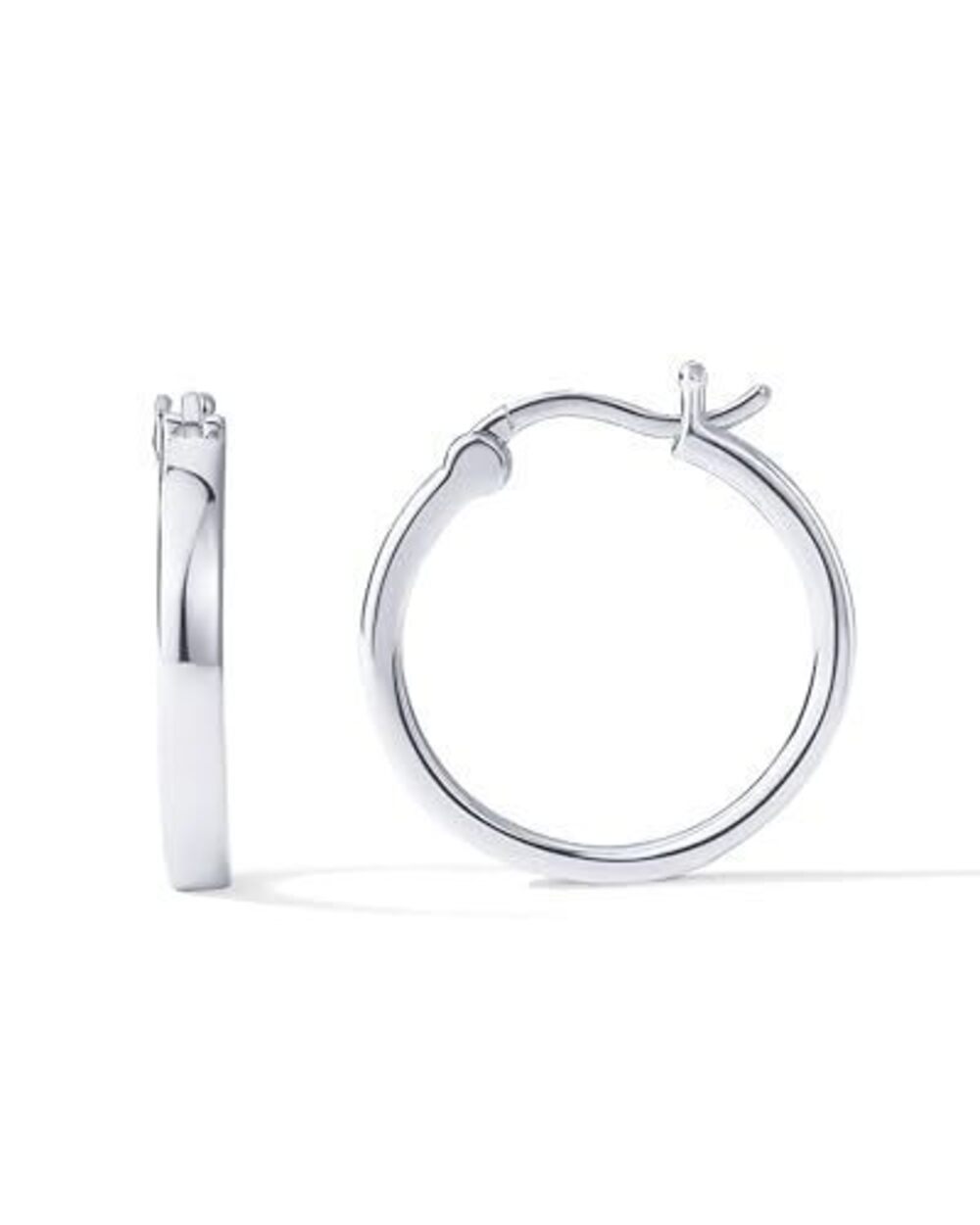 9095 18K White Gold Vermeil 925 Sterling Silver Hoop Earrings - Lightweight